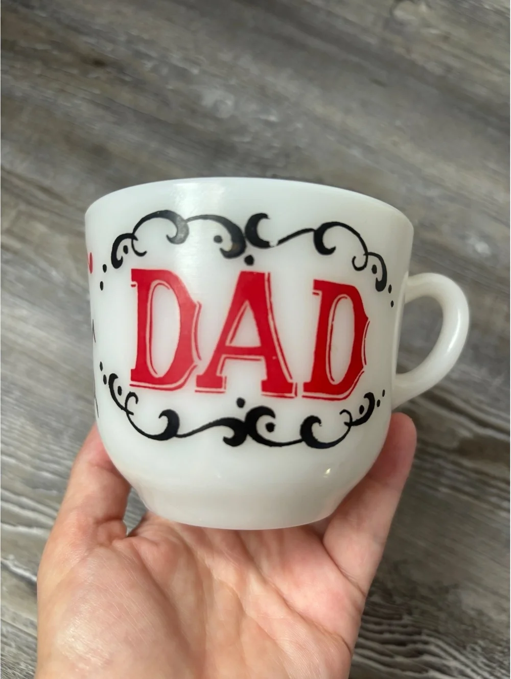 Vintage Hazel Atlas DAD Mug Milk Glass Singing Couple Mom Dad Set Replacement